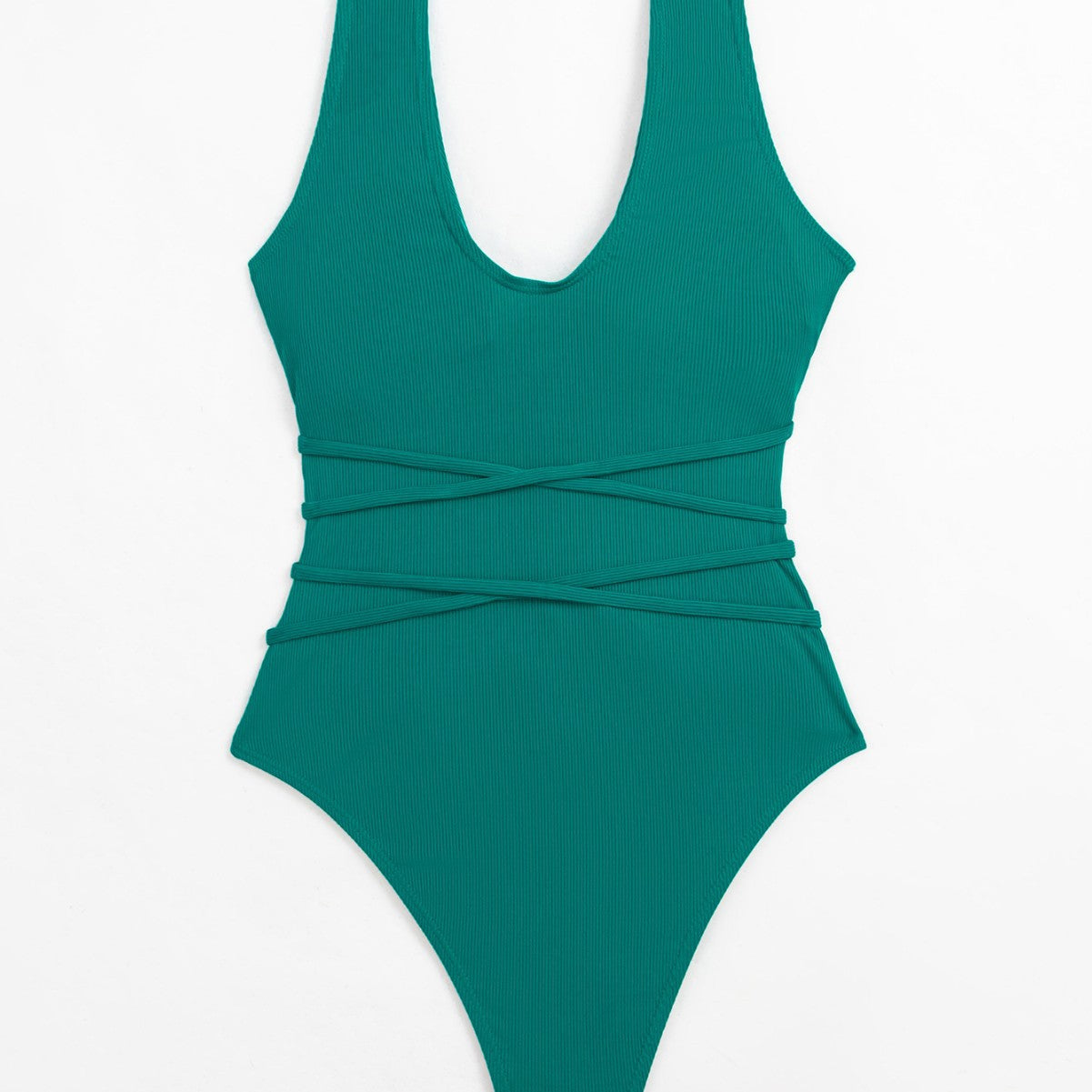 Sexy One-Piece Swimsuit – Backless High Waist Bathing Suit – Solid Color Slimming Swimwear for Women