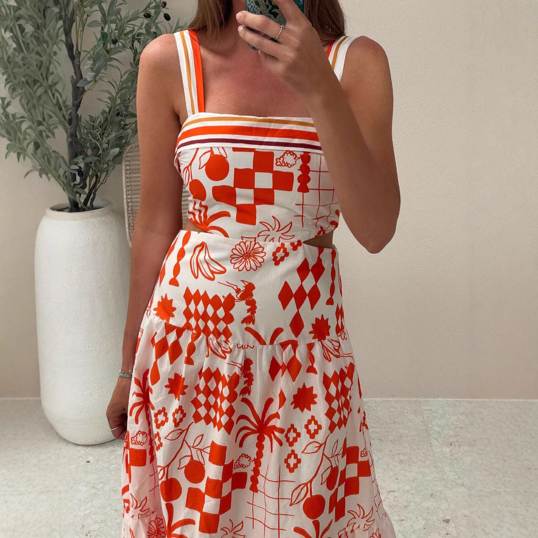 Women's Colorblock Strapless Printed Dress