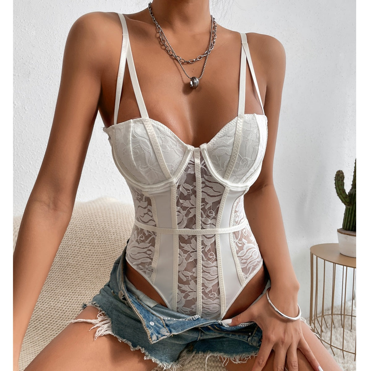 Black Lace Splicing Bodysuit β Sexy Street Style Lingerie