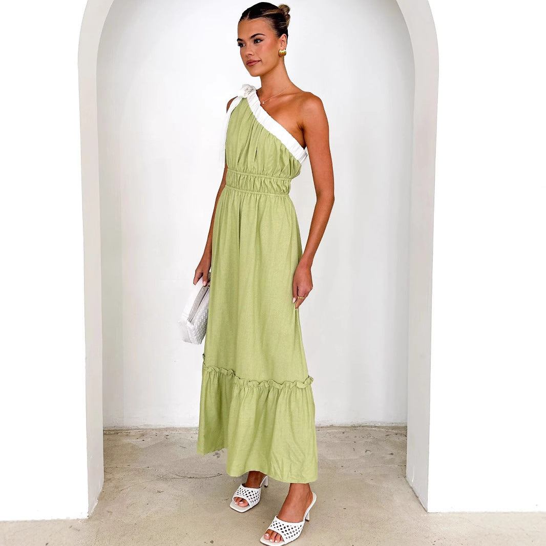 Lace up solid color dress