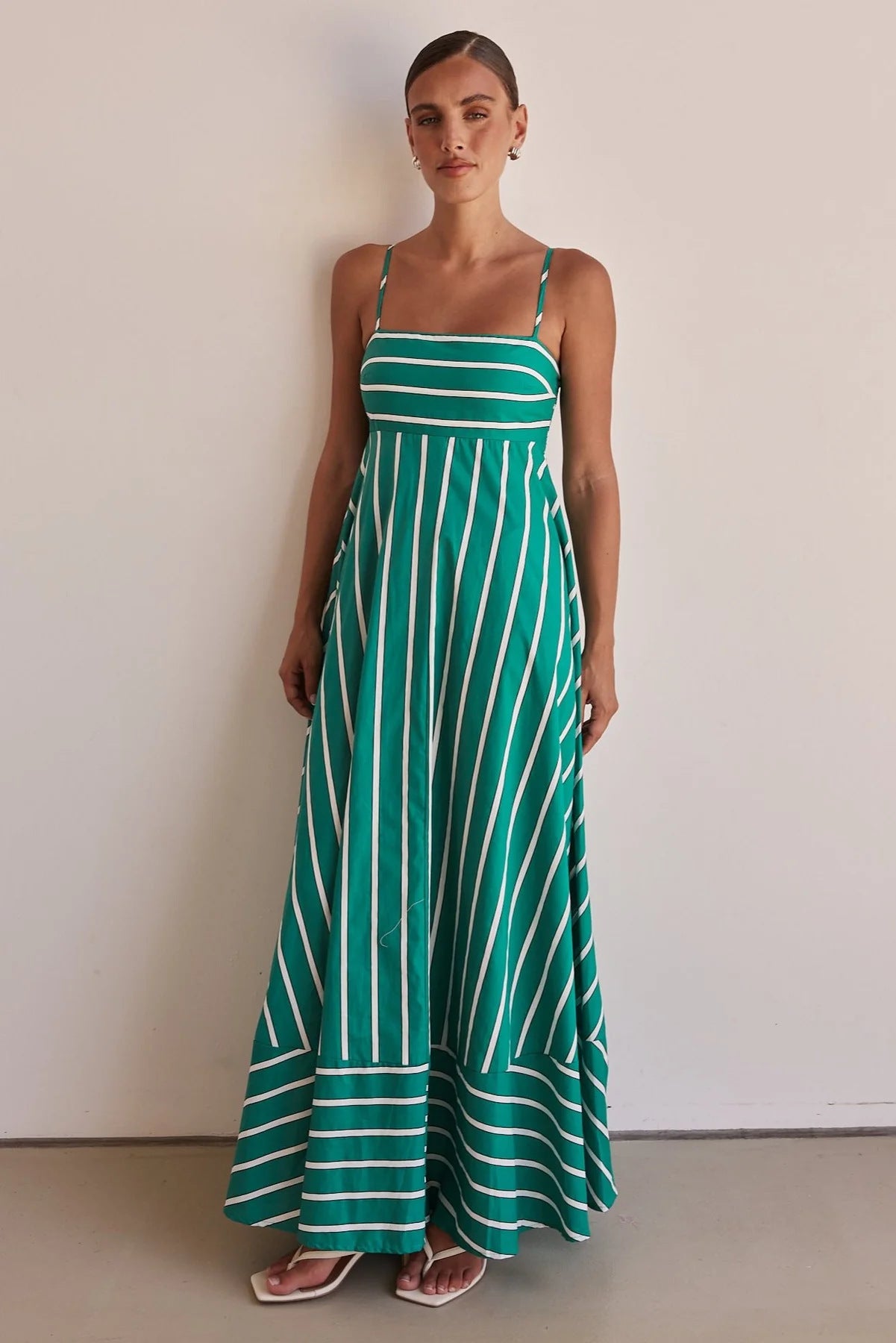 Striped Strapless Backless Dress