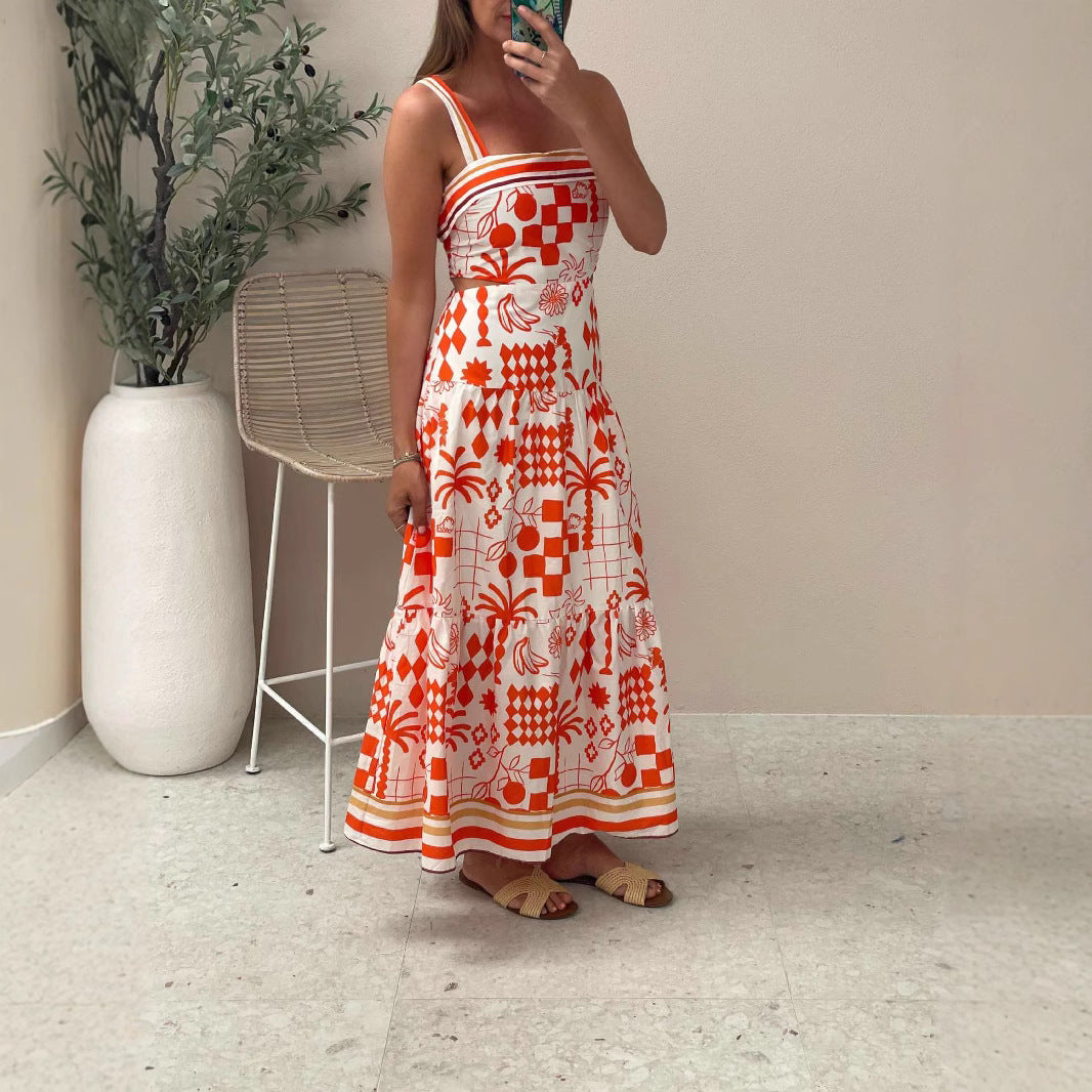 Women's Colorblock Strapless Printed Dress