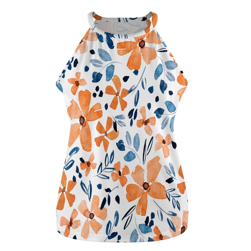 Floral Summer Sleeveless Vest Top for Women – Crew Neck Tank, Lightweight Vacation Outfit