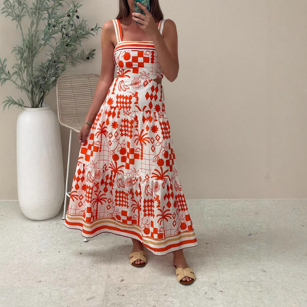 Women's Colorblock Strapless Printed Dress