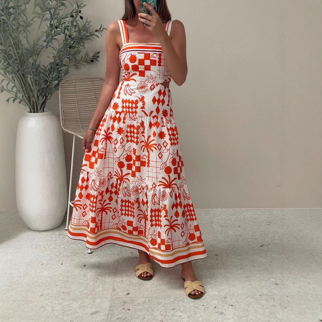 Women's Colorblock Strapless Printed Dress