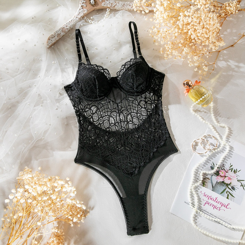 Summer Strapless Sexy Lace Hollow-out Shaping Bodysuit Women's Sexy Underwear Versatile Wear