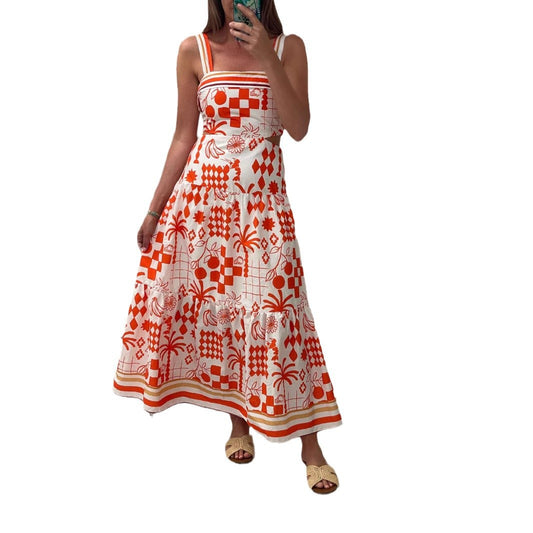Women's Colorblock Strapless Printed Dress