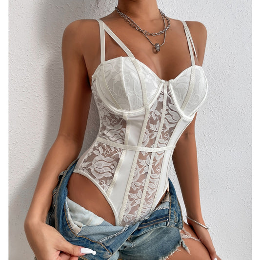 Black Lace Splicing Bodysuit – Sexy Street Style Lingerie