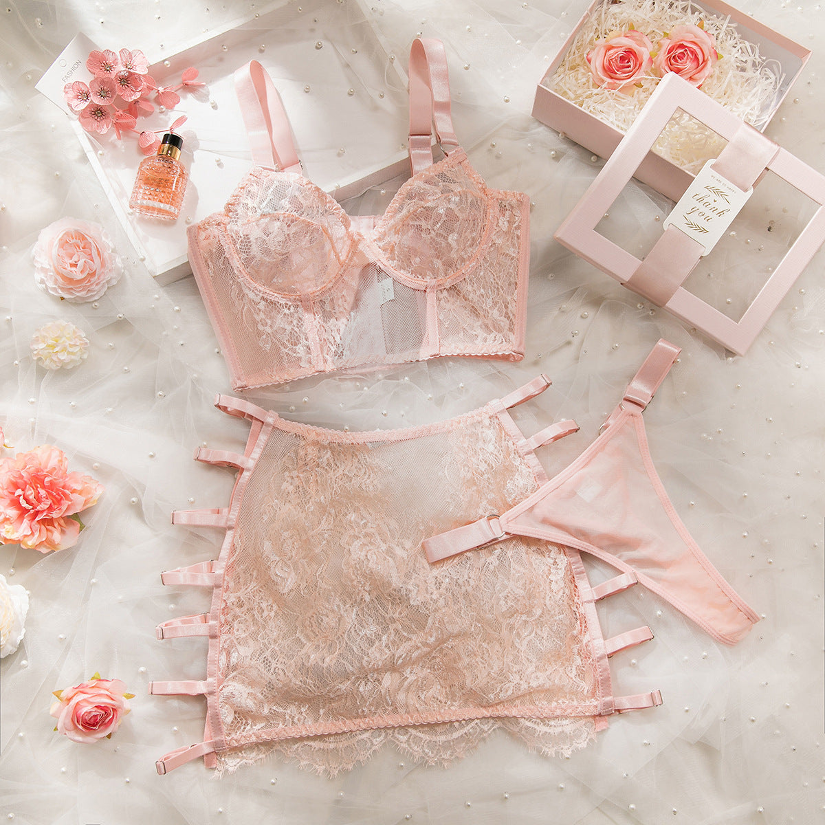 High Elastic Lace Underwear Seductive 3D Tailored Slim Elegant Fashion Essential Lingerie Set