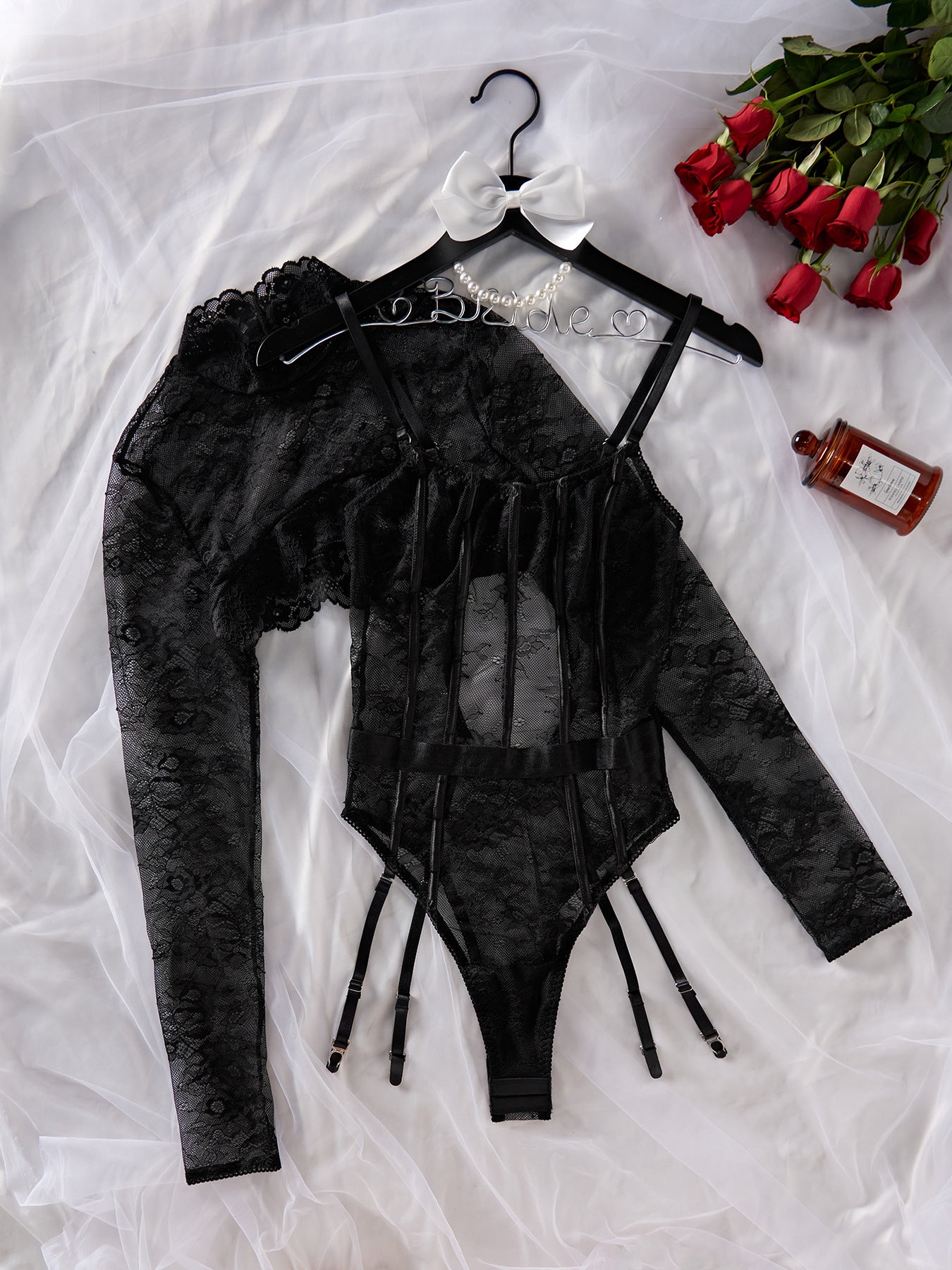 Luxury Lace Bodysuit – Adjustable Camisole with Buckle & Shoulder Detail