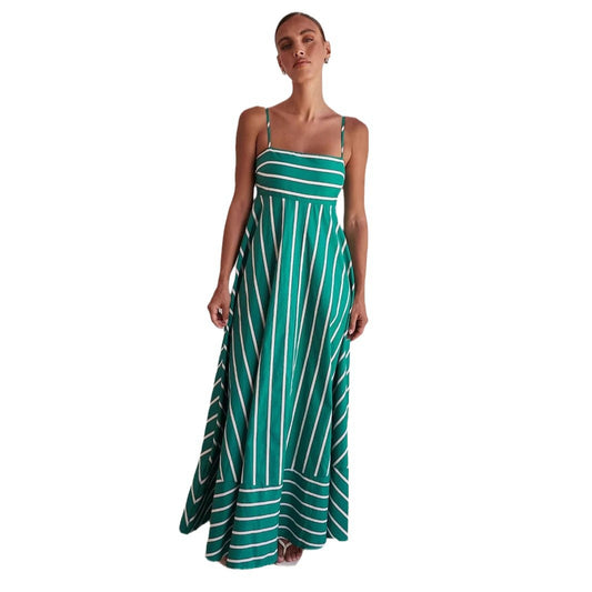 Striped Strapless Backless Dress
