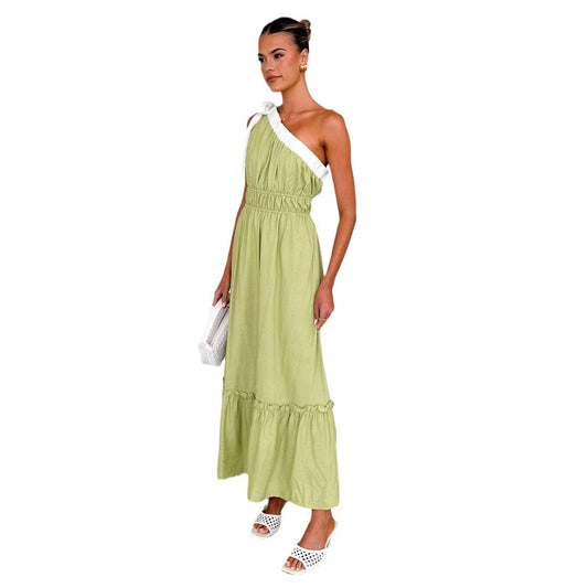 Lace up solid color dress