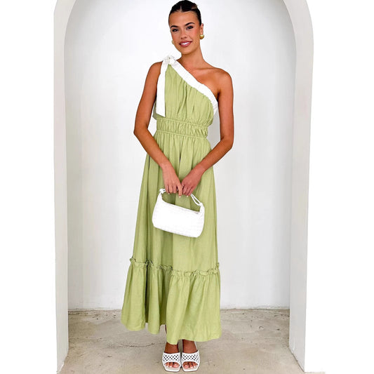 Lace up solid color dress