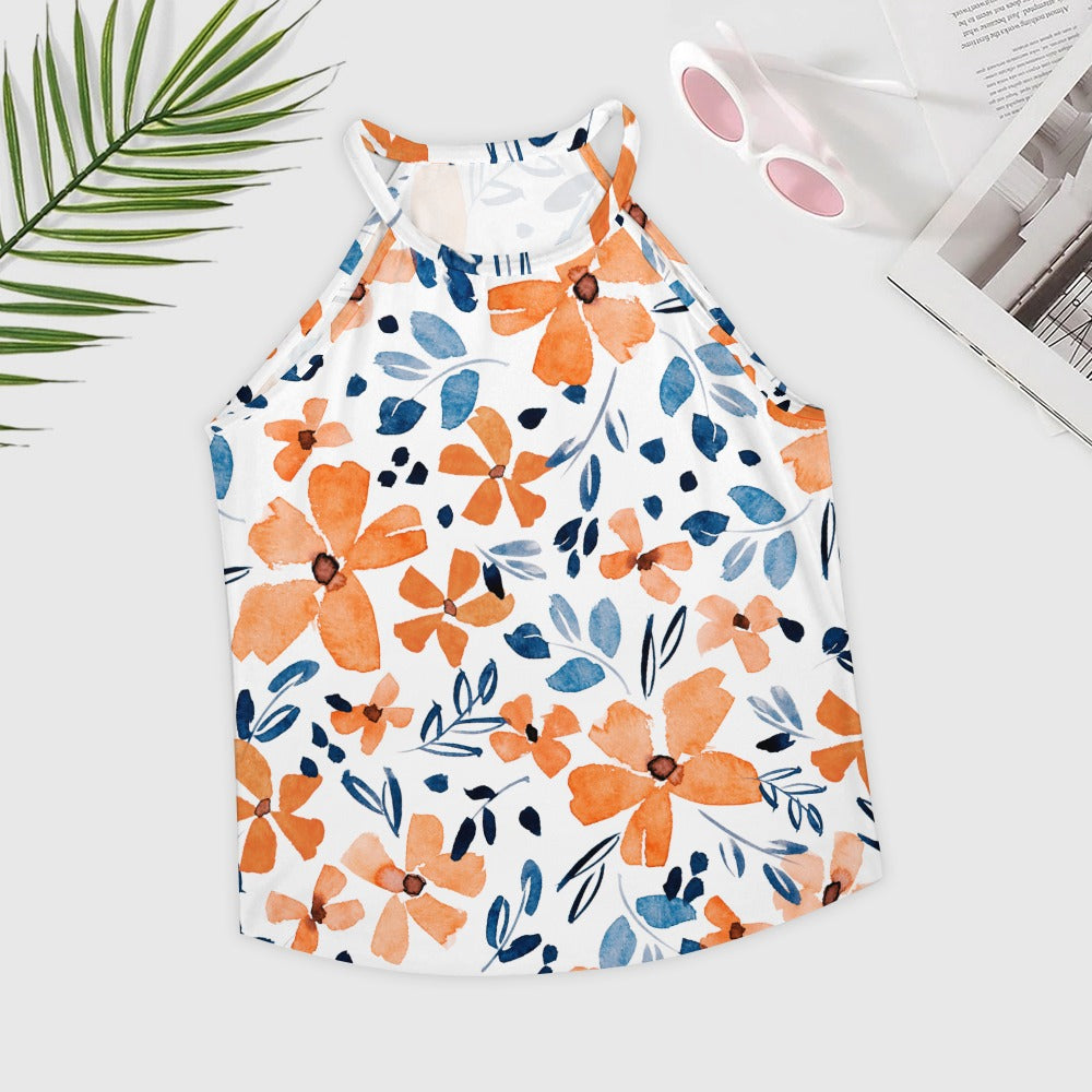 Floral Summer Sleeveless Vest Top for Women – Crew Neck Tank, Lightweight Vacation Outfit