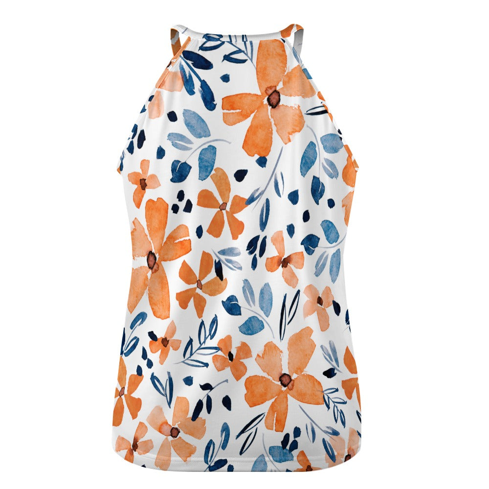 Floral Summer Sleeveless Vest Top for Women – Crew Neck Tank, Lightweight Vacation Outfit